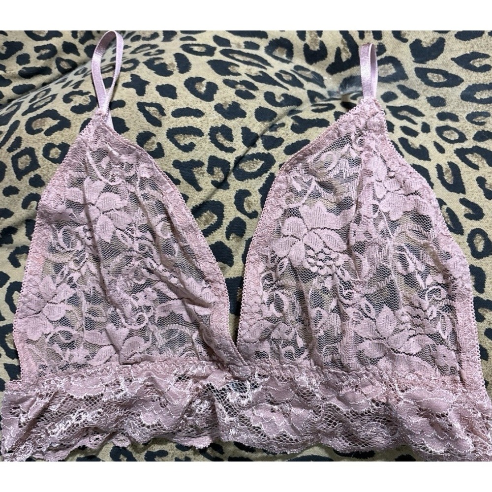 Penthouse Women's Mauve Unlined Full Lace Ruffle Trim Bralette, S/M